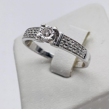 Кольцо с бриллиантами 1 Бр Кр57 0,06ct 5/5А 20Бр Кр57 0,08ct 5/7А, золото 585 III Категория, вес 1.95 г.