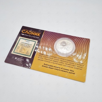 Монета 1 доллар 2011г "Слоник" , серебро II категория 925, вес 28.28 г.