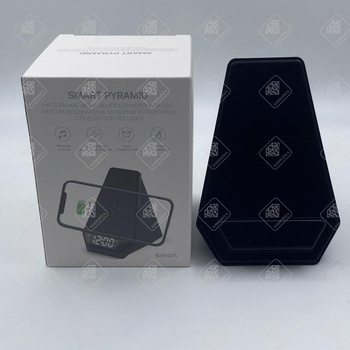 Настольная Bluetooth колонка (3Вт) "Smart Pyramid" с часами и беспроводным (15W) зарядным устройством