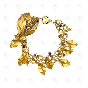 Браслет листопад, золото 585 II Категория, вес 19.37 г.