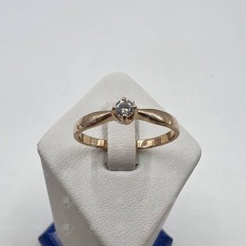 кольцо с бриллиантом 1Бр 0.065ct 4\5a, золото 585 II Категория, вес 1.48 г.