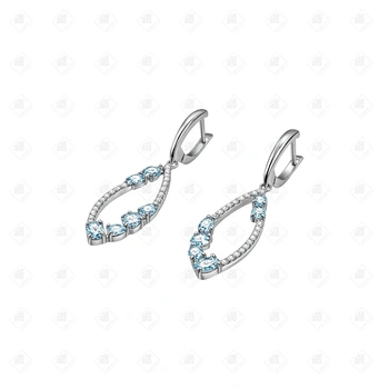Серьги с Фианитами и Топазами, серебро I категория 925, вес 5.26 г.