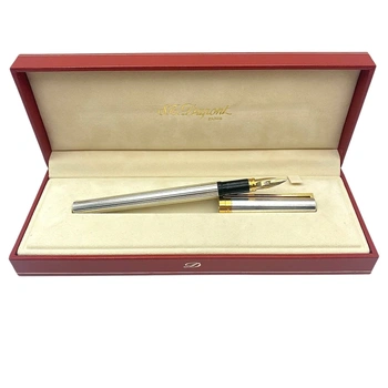 Перьевая ручка S.T. Dupont Montparnasse Chairman Fountain Pen - Silver Lined "Godron" Finish, 18k Medium Nib