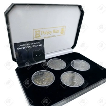 Набор монет с бриллиантами дикие животные , серебро I категория 925, вес 113.12 г.