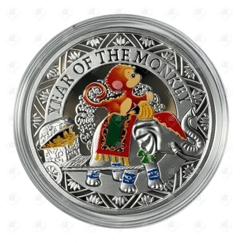 Монета years of the monkey 1 dollars, серебро 999, вес 16.81 г.