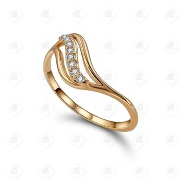 Кольцо с фианитами, золото 585 II Категория, вес 1.1 г.