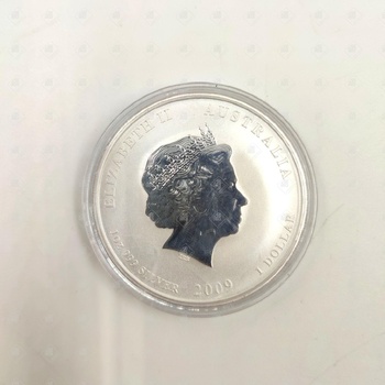 монета 1 доллар 2009 Елизавета 2, серебро II категория 925, вес 29.4 г.