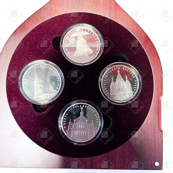 Набор монет православные храмы, серебро I категория 925, вес 113.12 г.