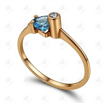 Кольцо с топазом, золото 585 II Категория, вес 1.72 г.