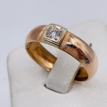 Кольцо с бриллиантом 1Бр Кр57 0,075ct 5/5A, золото 585 III Категория, вес 1.96 г.