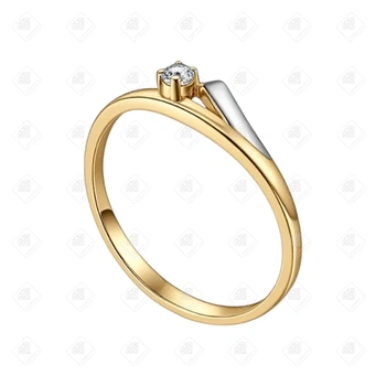 Кольцо с фианитом, золото 585 II Категория, вес 1.06 г.