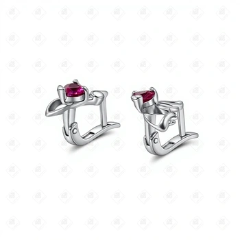Серьги с Фианитами, серебро I категория 925, вес 2.1 г.