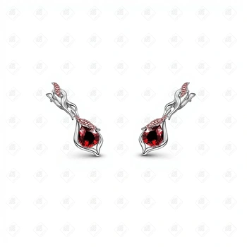 Серьги с Рубинами, серебро II категория 925, вес 5.52 г.