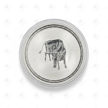 Монета год Быка Elizabet II Australia 1 Dollar 2007, серебро 999, вес 28.35 г.