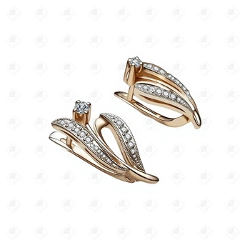 Серьги с Бриллиантами , золото 585 (14K), вес 5.17 г.