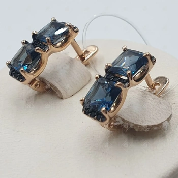Серьги с камнями, золото 585 II Категория, вес 2.98 г.