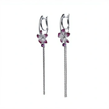 Серьги c Аметистом, серебро I категория 925, вес 6.5 г.