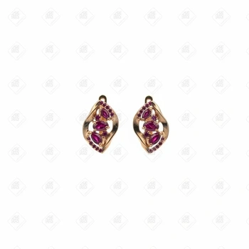 Серьги с рубином , серебро I категория 925, вес 2.65 г.