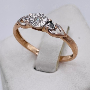 Кольцо с бриллиантом, золото 585 II Категория, вес 1.34 г.