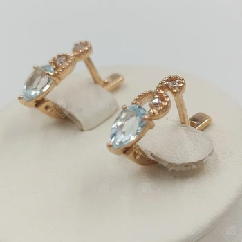 Золотые серьги с Топазами, золото 585 II Категория, вес 2.15 г.