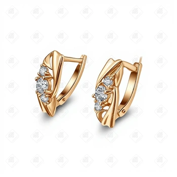 Серьги со вставками, золото 585 (14K), вес 3 г.