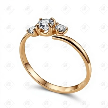 кольцо с фианитами, золото 585 II Категория, вес 1.22 г.