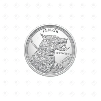 Монета 5 марок "Волк Фенрир" Звери 2022 год Германии, серебро 999, вес 31.1 г.