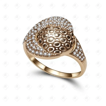 Кольцо с фианитами, золото 585 II Категория, вес 2.62 г.