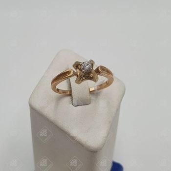 Кольцо с бриллиантом 1Бр Кр57 0,145Ct 4/4А, золото 585 (14K), вес 2.72 г.