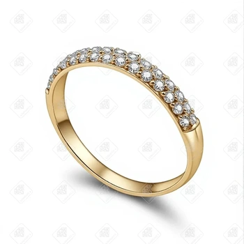 Кольцо с дорожкой фианитов, золото 585 II Категория, вес 1.14 г.