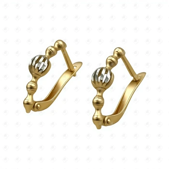 Серьги со сферой , золото 585 II Категория, вес 2.24 г.