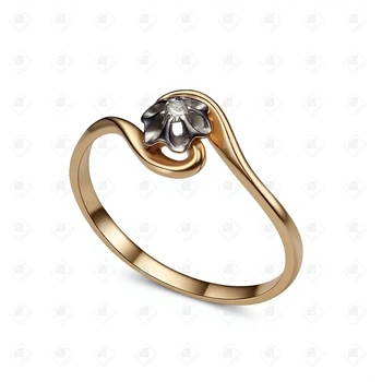 Кольцо с бриллиантом, золото 585 (14K), вес 1.1 г.