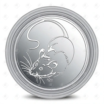 Монета год крысы ТРИ РУБЛЯ 2008, серебро I категория 925, вес 33.94 г.