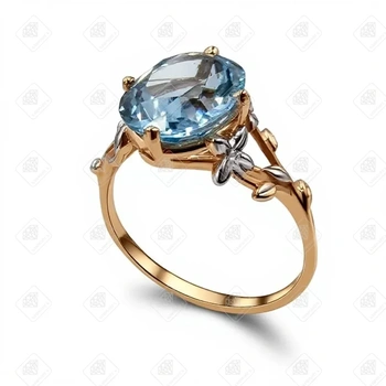 Кольцо золотое с топазом, золото 585 II Категория, вес 2.52 г.