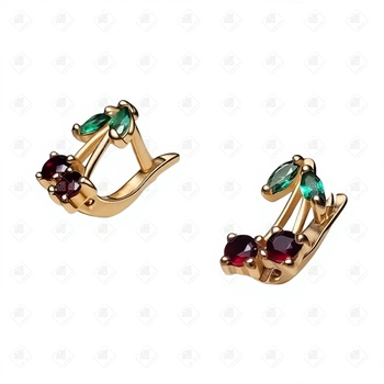 Серьги "Вишенки", золото 585 (14K), вес 2.2 г.