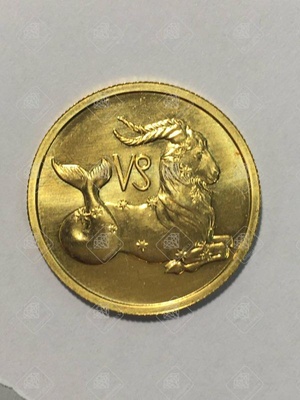 монета козерог , золото 999 (24k), вес 7.86 г.