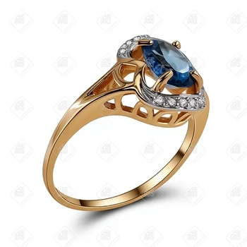 Кольцо с Топазом, золото 585 (14K), вес 3.56 г.