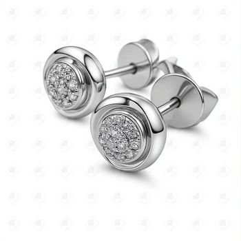 Серьги пусеты с Бриллиантами , золото 750 Premium Gold, вес 1.79 г.