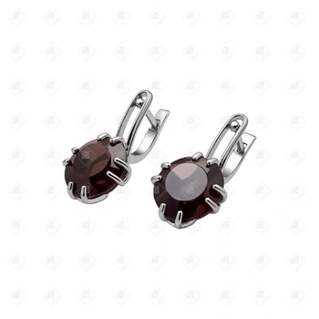 Серьги с Кварцом, серебро I категория 925, вес 7.32 г.