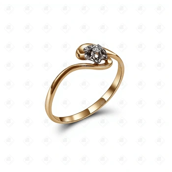 Кольцо с бриллиантом 0,027ct, золото 585 (14K), вес 1.09 г.
