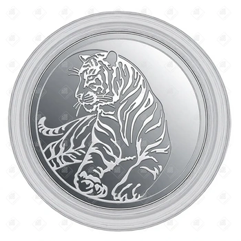 Монета год Тигра ТРИ РУБЛЯ 2010, серебро I категория 925, вес 34.88 г.