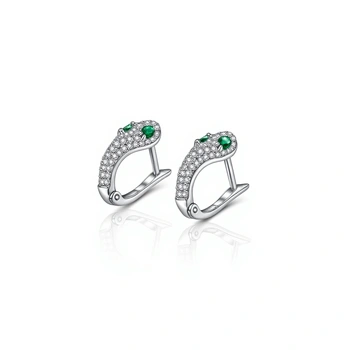 Серьги Змея с Фианитами, серебро I категория 925, вес 3.36 г.