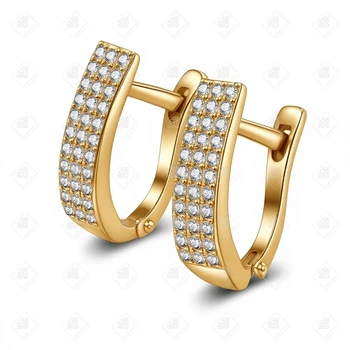 Серьги с фианитами, золото 585 II Категория, вес 1.5 г.