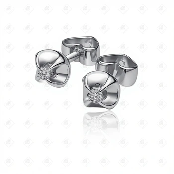 Серьги золотые с бриллиантами, золото 585 (14K), вес 1.07 г.