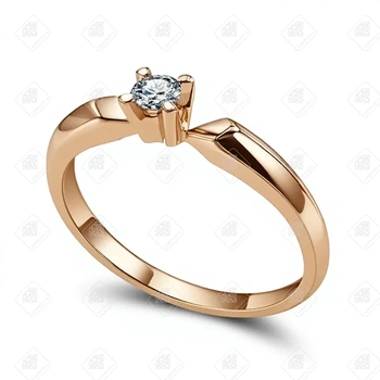 Кольцо с бриллиантом 1Бр 57Кр 0.095ct 4/5a, золото 585 II Категория, вес 1.76 г.