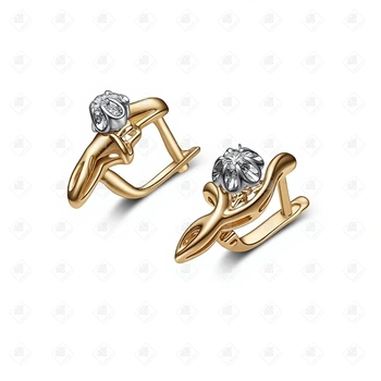 Серьги с бриллиантами, золото 585 (14K), вес 4.38 г.