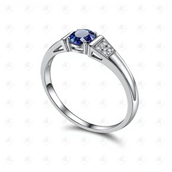 Кольцо с бриллиантами и сапфиром 8бр кр17  0,024к 2\3а, золото 585 (14K), вес 1.88 г.