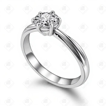 Кольцо из белого золота с фианитом, золото 585 II Категория, вес 1.99 г.