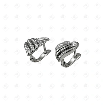 Серьги c Фианитами, серебро I категория 925, вес 3.63 г.