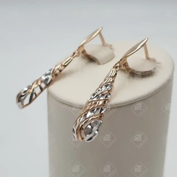 Серьги золотые, золото 585 II Категория, вес 3.96 г.